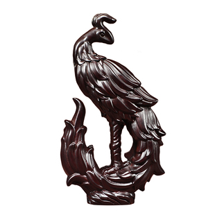 黑檀木凤凰摆件实木雕刻吉祥凤凰客厅装饰新婚新居送礼红木工艺品