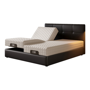 红晟电动床智能双人床升降床架卧室婚床真皮1米8主卧双人床功能床