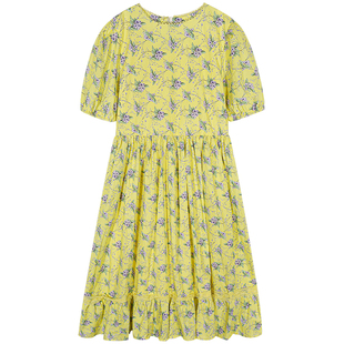 今屿花花 连衣裙2025新款今年流行爆款碎花泡泡袖裙子收腰小个子