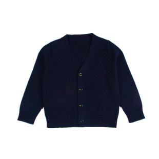 韩版ins童装男童暗红色全棉v领针织开衫黑毛衣白校服大童外套新年