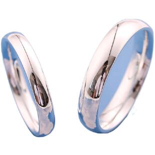 纯银999情侣对戒实心足银光面素圈闭口戒指水洗不掉色情人节礼物