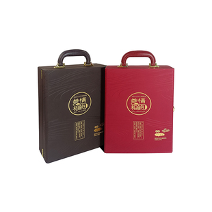 海参鲍鱼包装盒皮盒新款红色咖色手提礼品盒通用一斤干海货礼盒