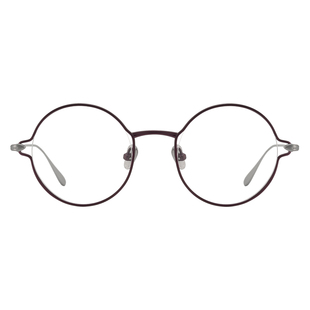 相思北岸！8.5克紫银双色日本超轻纯钛近视复古圆防蓝光女眼镜框