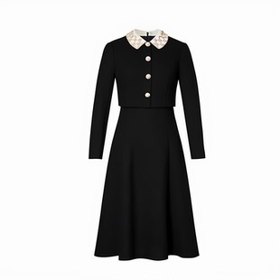 珂奈禾商场同款拉2025秋冬新款气质假两件香风连衣裙女RF06621K1