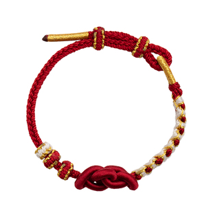 桃花如意结手绳女手工编织红绳手链成品可穿转运珠黄金DIY本命年