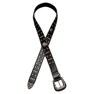 DFDG 中古小众设计vintage做旧复古铆钉皮带百搭西部牛仔金属腰带