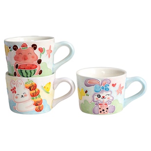 景德镇陶瓷手绘马克杯可爱兔子卡通水杯情侣杯牛奶杯咖啡杯早餐杯
