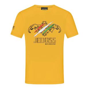 JEDOSS/爵迪斯男装夏季新款经典烫钻LOGO抓痕短袖T恤YF017AM