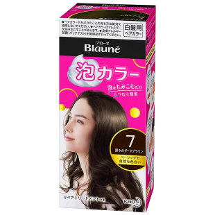 日本花王泡沫染发剂黑茶色遮白发blaune泡泡盖白发植物纯染发膏