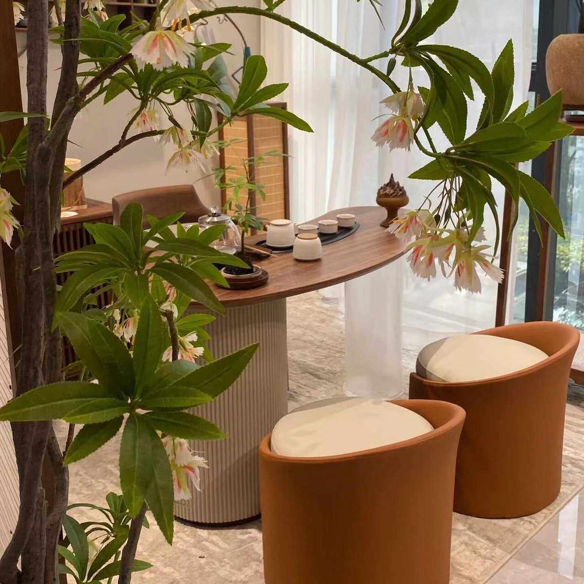 新中式黑胡桃茶桌椅组合家用阳台小型实木茶台现代简约悬浮泡茶桌