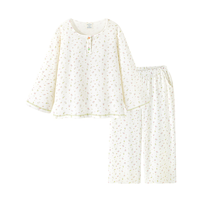 睡衣女款春秋华夫格休闲家居服