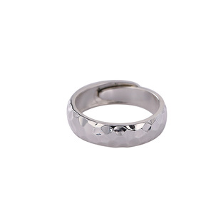 梅卡原创999纯银手工锤纹戒指男足银开口情侣对戒女素圈指环尾戒