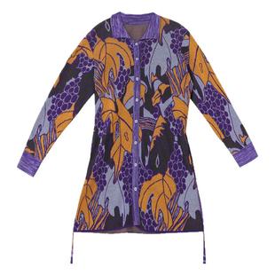 阁兰秀2025年春季新品茄紫色翻领提花针织开衫系带收腰知性女装