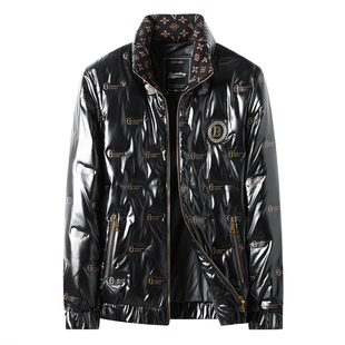 2025冬季男士立领短款羽绒服休闲潮流百搭加厚白鸭绒亮面保暖外套