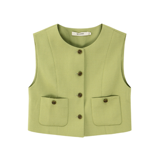 DTLANDO秋季新款圆领马甲女都市通勤小香风背心马夹外搭设计