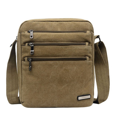 多层拉链大容量帆布时尚风休闲包