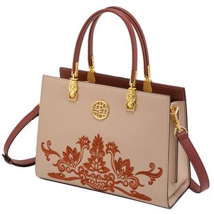 三八节礼物神婷苏绣女包大气手提包国风包包女款真皮刺绣送妈妈包