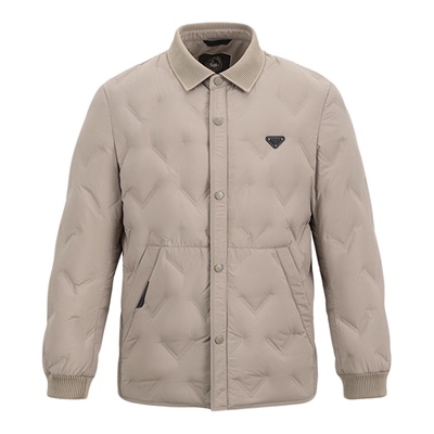 雅鹿鹅绒羽绒服男款2025秋季新款休闲衬衫领修身轻薄舒适保暖外套