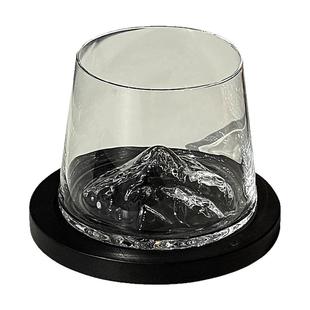 ins风富士山杯中古创意杯垫观山杯高颜值家用威士忌酒杯玻璃杯子