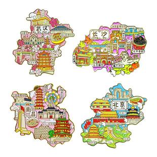 武汉冰箱贴磁贴金属地图黄鹤楼大学东湖古德寺江汉关旅游礼纪念品