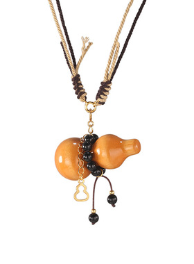 925纯银枫木葫芦黑玛瑙项链