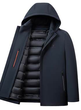 梦特娇鹅绒羽绒服可拆卸连帽外套