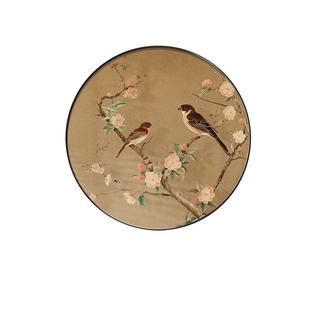 喜上眉梢入户玄关装饰画宋代美学客厅圆形挂画办公室茶室禅意壁画