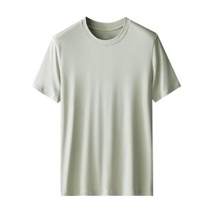 60S莫代尔短袖睡衣上衣男士夏季薄款冰丝宽松男款单件家居服T恤