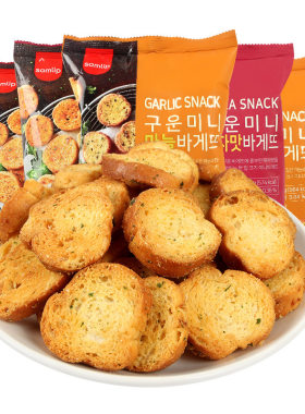 韩国进口Samlip酥脆蒜香面包干