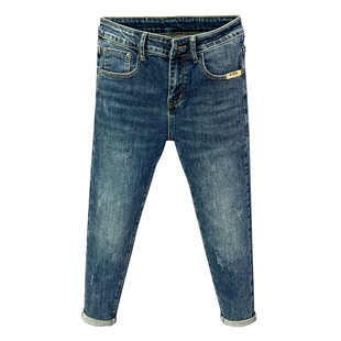 九分牛仔裤子男款2025秋冬新款韩版潮流修身小脚水洗百搭蓝色长裤