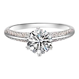 右手等待半壁江山1克拉莫桑石钻戒S925银镀金情侣对戒闭口戒指女