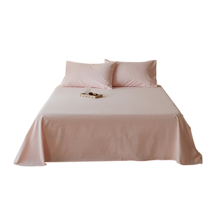 做旧砂洗100S长绒棉床单单件纯棉全棉纯色双人枕套三件套单人宿舍