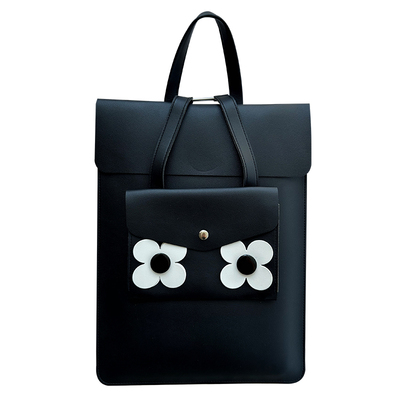 黑白花朵皮质轻薄笔记本电脑包
