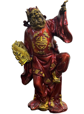 钟馗铜像手拿扇子天师福神像摆件