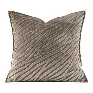 柏洛斯Light luxury割绒深咖色客厅沙发抱枕样板间民宿定制腰靠垫