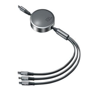 三合一数据线100W超级快充一拖三Typec手机车载充电线器头宝伸缩多功能PD适用于苹果安卓6A编织usb闪充iPad17