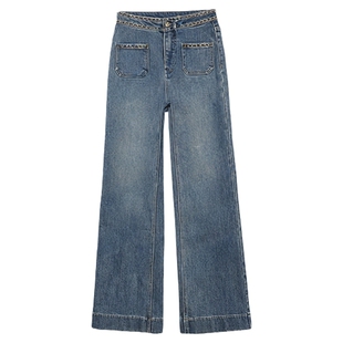 利达NEW DADADA【锦绣河山】复古做旧牛仔裤女高腰显瘦休闲直筒裤