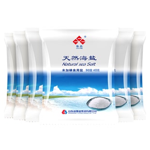 鲁晶未加碘天然海盐400g*6袋细颗粒海盐无抗结剂家用无碘盐食用盐