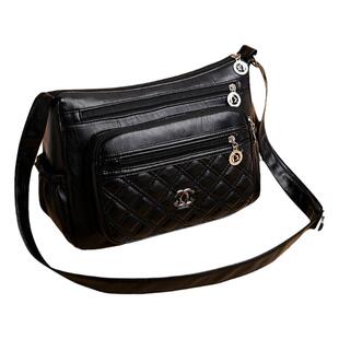 2025新款菱格百搭大气中老年女妈妈大容量多格层质感单肩斜挎方包