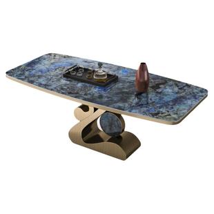 Mobeier 奢石岩板餐桌椅组合六人位小户型家用现代简约长方形饭桌