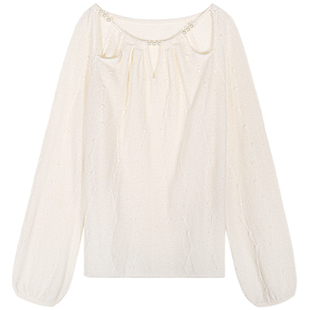 落落狷介 巨好看的初冬内搭米白色针织衫小个子宽松上衣2025新款