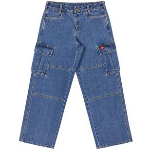 Dickies帝酷适25秋冬新款女式纯棉宽松丹宁cargo多口袋牛仔双膝裤