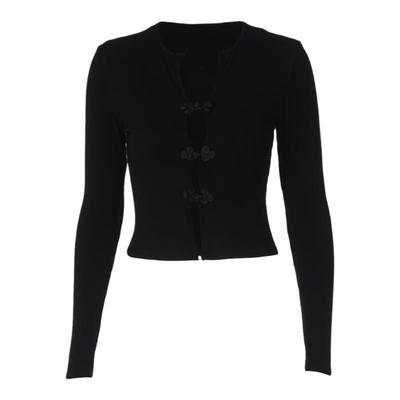 长袖辣妹盘扣针织女秋冬打底复古