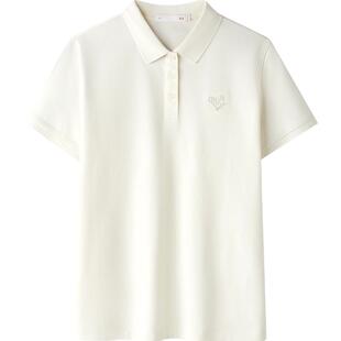 HLA/海澜之家亦心即为系列短袖POLO衫26春夏新款翻领绣花上衣女装