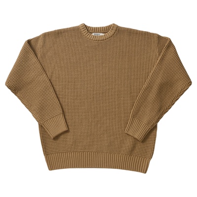 柴米宽松落肩棉混纺圆领加厚毛衣