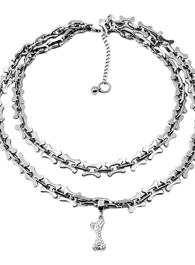 原创设计小骨头钛钢朋克项链颈链