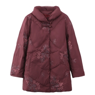 依佈中老年女士新中式羽绒服2025冬季新款国风保暖外套中长款上衣