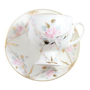 俄罗斯皇家瓷器Lomonosov加朗特手绘粉玫瑰骨瓷茶咖啡杯碟壶茶具