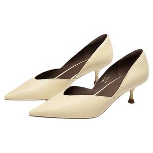 [律政佳人]莎莎苏春新款法式侧V口中细跟尖头浅口气质单鞋女