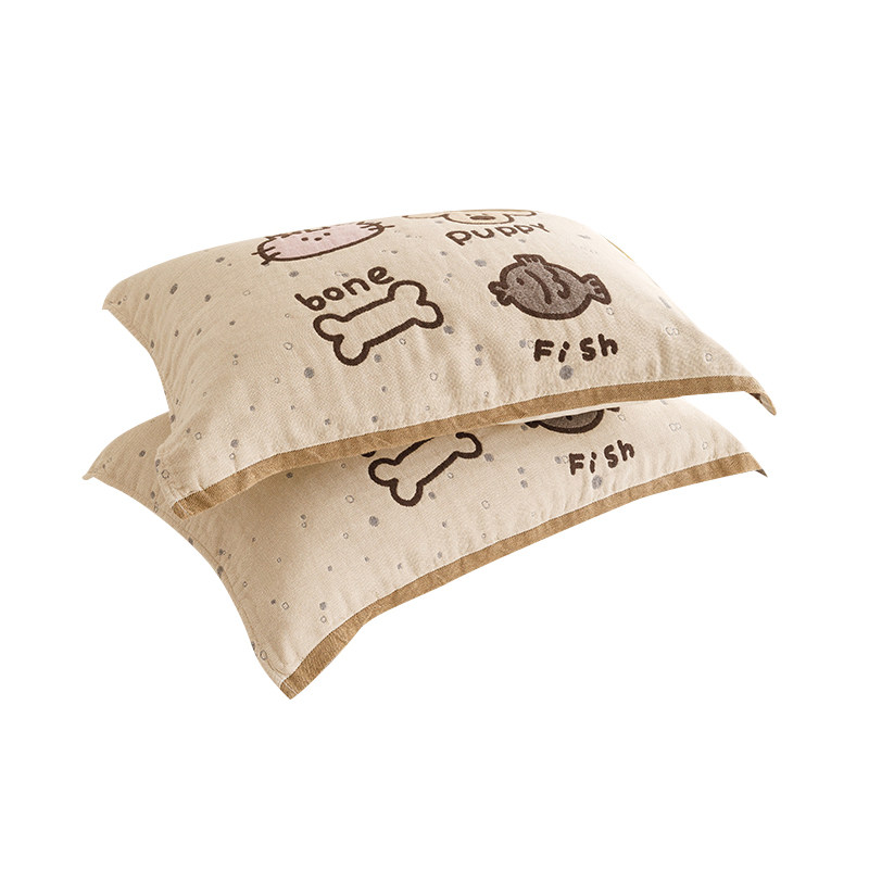 枕头纯棉一对装A类儿童垫巾枕头情侣纱布全棉男加大加厚吸汗防滑